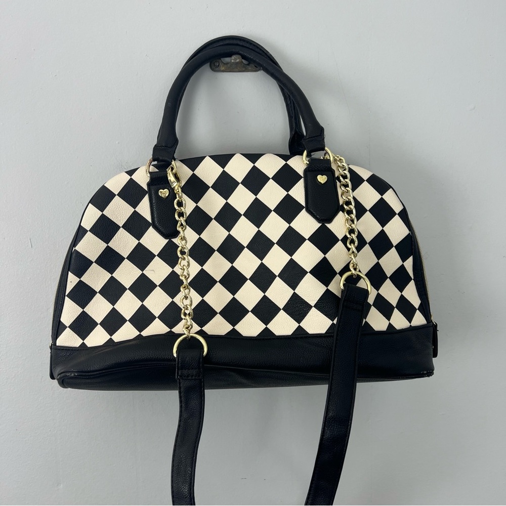 Betsey Johnson Checkered Black and White Handbag - Picture 8 of 13